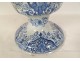 Vase pot covered earthenware Delft style coat of arms blazon blue monochrome 19th century