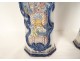 Pair of Delft earthenware vases with Chinese decoration, landscape, flowers, pagodas, 18th century