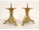 Pair of Gothic bronze candlesticks from the Viollet-le-Duc church, late 19th century