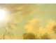 Large HST romantic landscape characters shepherds ruins river 19th century