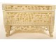 Box cigarette case carved bone Canton characters landscapes China 19th century