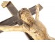 Crucifix Christ cross blackened polychrome wood reliquary 18th century
