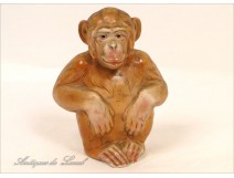 Pilot lamp porcelain décor monkey sitting 20th