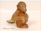 Pilot lamp porcelain décor monkey sitting 20th