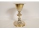 Neo-gothic chalice paten silver gilt Minerva Capello-Morel case 19th century