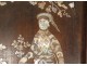Pair of decorative panels in mother-of-pearl wood, characters from Vietnam, Indochina, 19th century