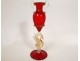 Red blown glass amphora vase Venice Murano Italy dragon gilding 20th century