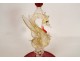 Red blown glass amphora vase Venice Murano Italy dragon gilding 20th century