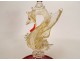 Red blown glass amphora vase Venice Murano Italy dragon gilding 20th century