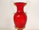 Red blown glass amphora vase Venice Murano Italy dragon gilding 20th century