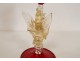 Red blown glass amphora vase Venice Murano Italy dragon gilding 20th century