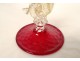 Red blown glass amphora vase Venice Murano Italy dragon gilding 20th century