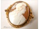 Pomponne gold cameo brooch portrait woman antique 19th