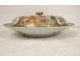 Chinese Cantonese porcelain covered dish with butterfly and bird characters, 19th century