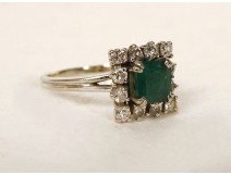 18K solid gold jewel ring with brilliant emerald and diamonds PB 4.54gr 20th century