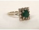 18K solid gold jewel ring with brilliant emerald and diamonds PB 4.54gr 20th century