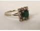 18K solid gold jewel ring with brilliant emerald and diamonds PB 4.54gr 20th century