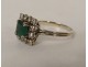 18K solid gold jewel ring with brilliant emerald and diamonds PB 4.54gr 20th century
