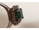 18K solid gold jewel ring with brilliant emerald and diamonds PB 4.54gr 20th century