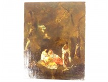 HST painting women bathers landscape dogs by ap. Diaz Haro &amp; Fils 19th century
