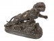 Bronze sculpture of wounded tiger lioness J.Hesteau animal bronze 19th century
