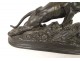 Bronze sculpture of wounded tiger lioness J.Hesteau animal bronze 19th century