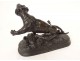 Bronze sculpture of wounded tiger lioness J.Hesteau animal bronze 19th century