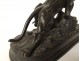 Bronze sculpture of wounded tiger lioness J.Hesteau animal bronze 19th century