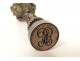 Seal stamp silver bronze marine anchors foliage globe monogram 19th century