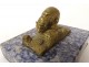 Small gilded bronze paperweight sculpture bear sodalite marble late 19th century