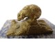 Small gilded bronze paperweight sculpture bear sodalite marble late 19th century