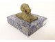 Small gilded bronze paperweight sculpture bear sodalite marble late 19th century
