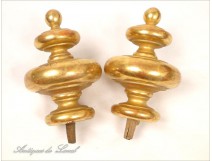 Pair of gilded wood decorative curtain tiebacks 19th