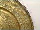 Brass offering collection dish with lion and grape coat of arms, Germany, 17th century