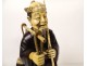 Okimono statuette wood ivory fisherman fish basket Japan Meiji signed XIXth