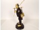 Okimono statuette wood ivory fisherman fish basket Japan Meiji signed XIXth