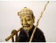 Okimono statuette wood ivory fisherman fish basket Japan Meiji signed XIXth