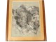 Charcoal drawing by Henri Malançon, landscape of Saint Paul de Vence, Provence, 1934, 20th century