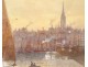 Watercolor seascape Louis Timmermans fishing boats Concarneau port 19th