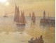 Watercolor seascape Louis Timmermans fishing boats Concarneau port 19th