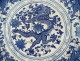 Large porcelain dish, white-blue, Chinese dragons, 5 lotus claws, Xuande, 19th century