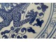 Large porcelain dish, white-blue, Chinese dragons, 5 lotus claws, Xuande, 19th century