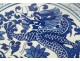 Large porcelain dish, white-blue, Chinese dragons, 5 lotus claws, Xuande, 19th century