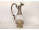 Louis XV crystal ewer, solid silver, Minerva H. Lapeyre Art Nouveau, 19th century