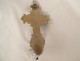 Holy water font crucifix cross Christ earthenware Quimper HB Henriot flowers 19th century