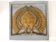 20th century Art Deco enamelled stoneware owl bird wall fountain head plaque