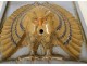 20th century Art Deco enamelled stoneware owl bird wall fountain head plaque