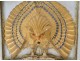 20th century Art Deco enamelled stoneware owl bird wall fountain head plaque