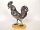 Solid silver sculpture of a walking rooster on a Siena marble base, 19th century