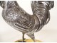 Solid silver sculpture of a walking rooster on a Siena marble base, 19th century